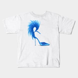 BLUE Women Fur High heels Kids T-Shirt